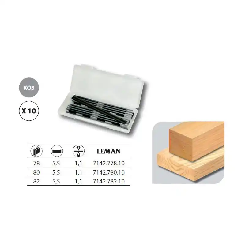 Boite 10 Fers de Rabot Reversibles Carbure 82 X 5.5 X 1.1