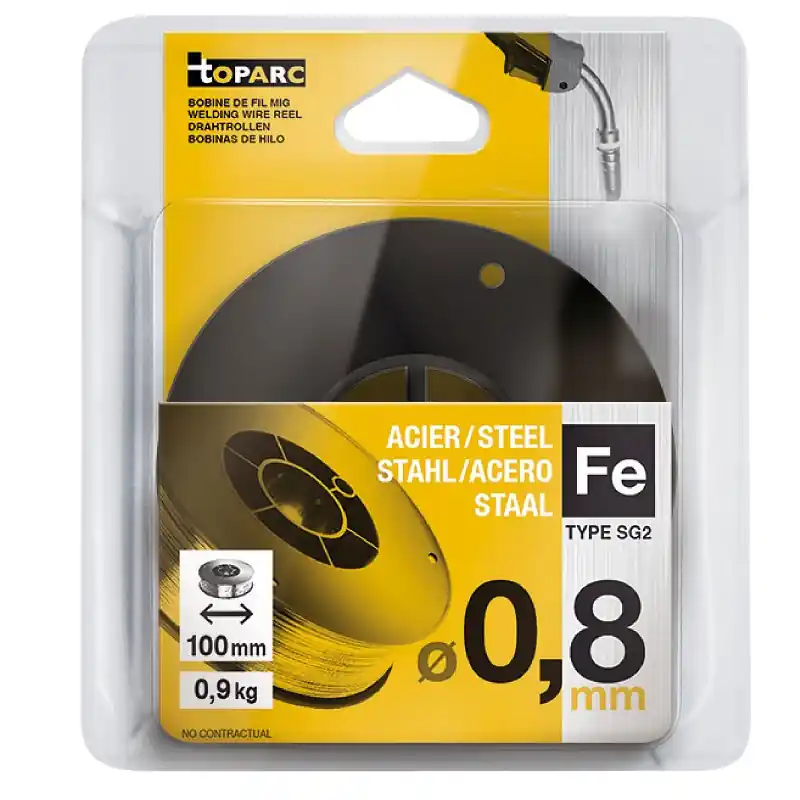 Bobine plastique Fil plein acier G3Si1/ER70S-6 Diam 08 mm S100 / 09 kg