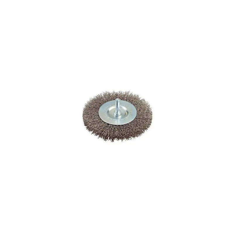 Brosse Circulaire Sur Tige 6mm D.100 Fils Ondules Inox