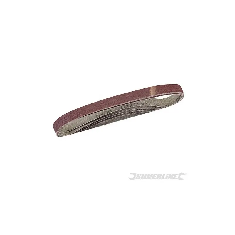 Lot de 5 bandes abrasives 13 x 457 mm Grains assortis