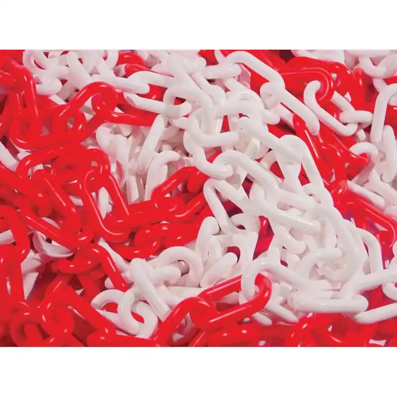 Chaîne plastique rouge/blanc n°8 en sac de 25 m 530102