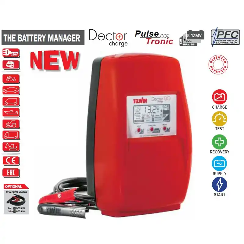 Chargeur de batterie électronique 230V 12-24V DOCTOR CHARGE 130