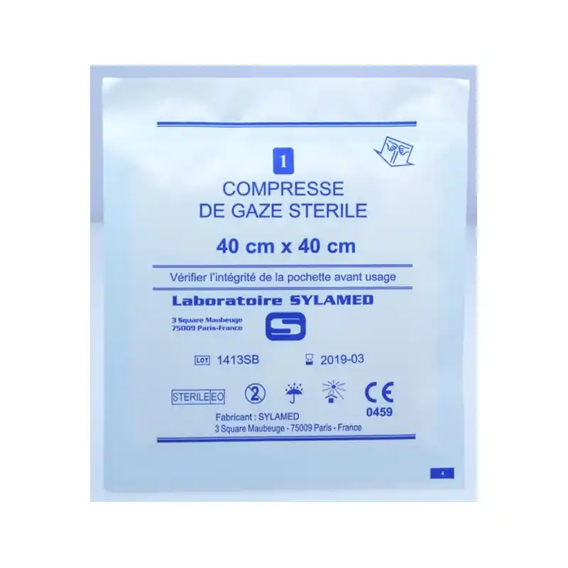 Compresse de gaze stérile 10 x 10 cm (déplié 40 x 40 cm)