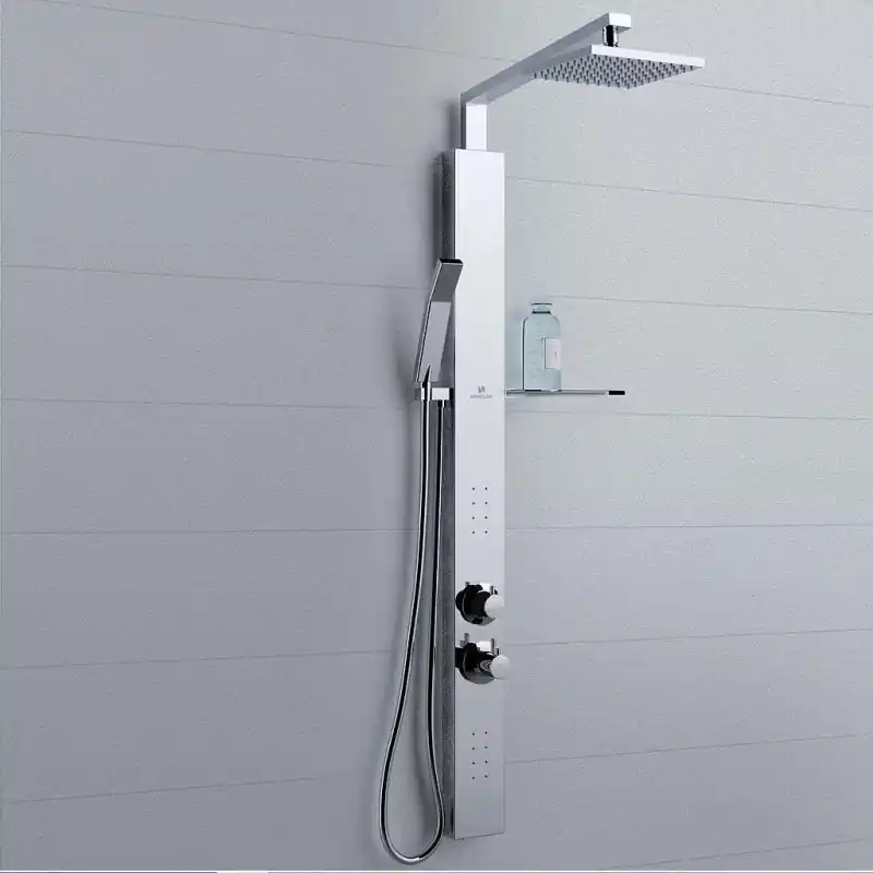 Colonne de douche en inox avec mitigeur thermostatique 10 x H 118 cm R