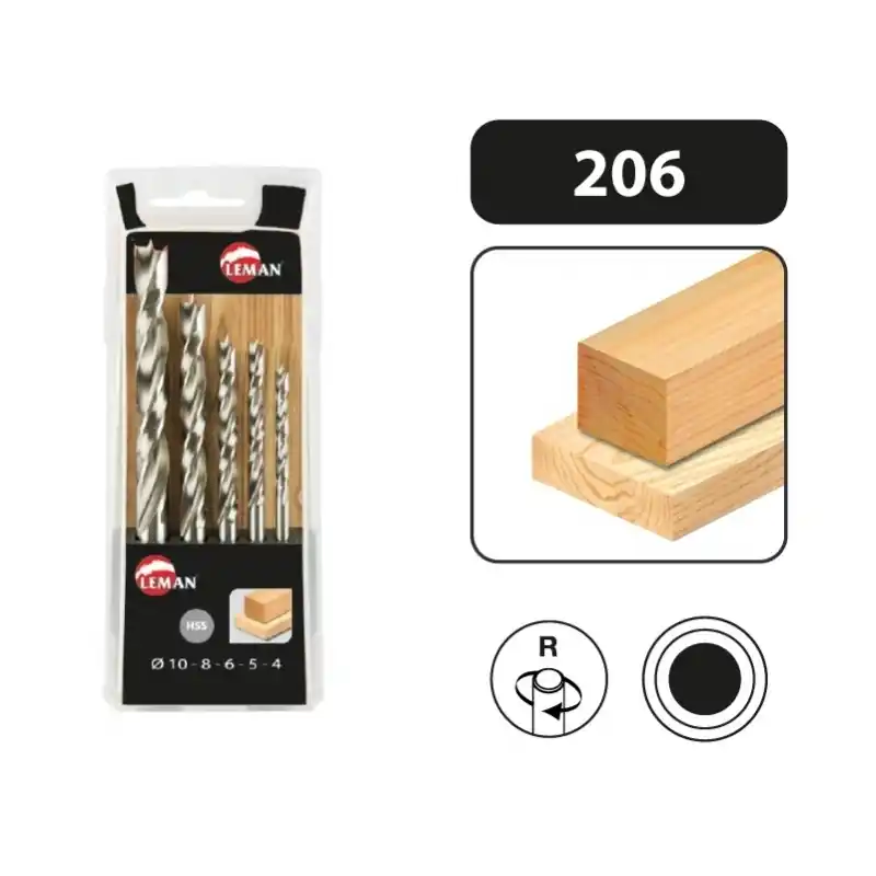 Coffret 5 forets helicoïdaux hss bois 206.500.05