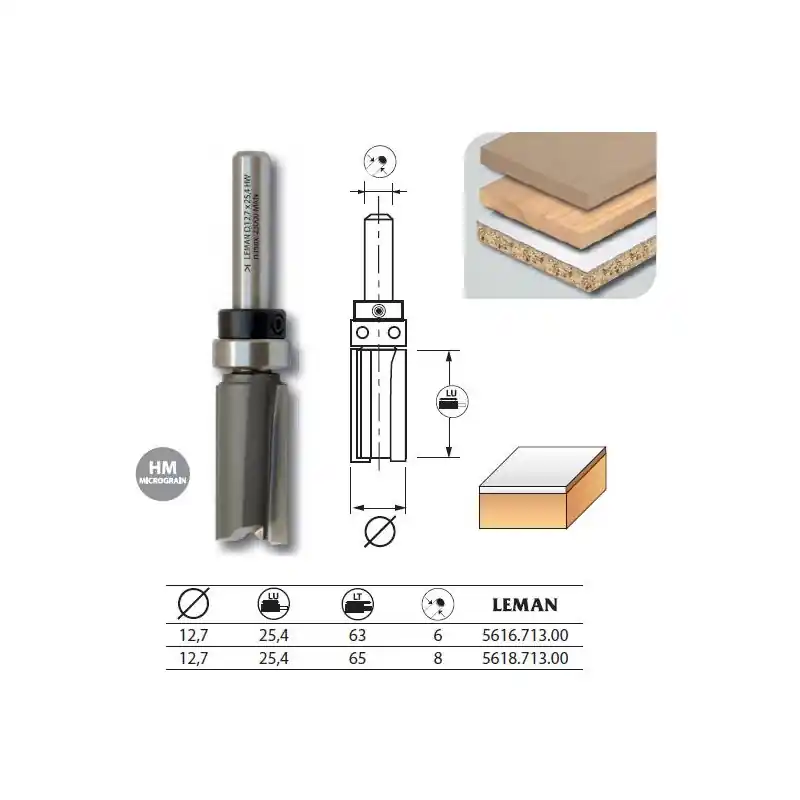 Mèche d‘affleureuse droite diam 127 long 63 q6 guide supérieur 5616713
