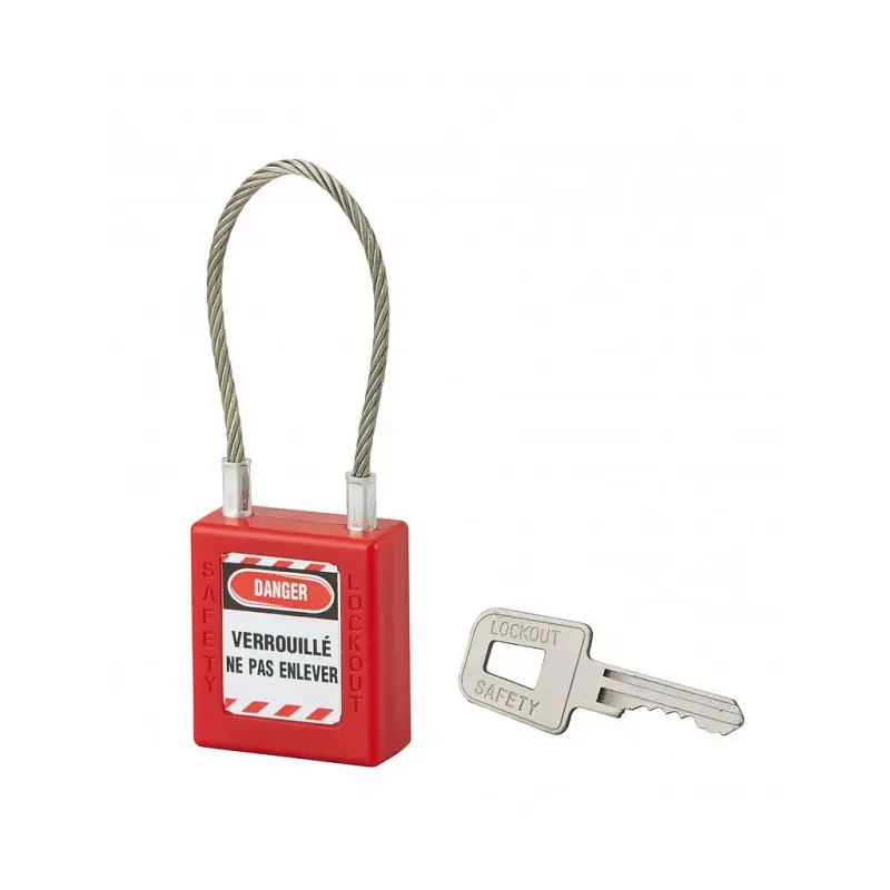 Cadenas de consignation 40 mm câble acier Diam 3 x 150 mm 1 clé 91305