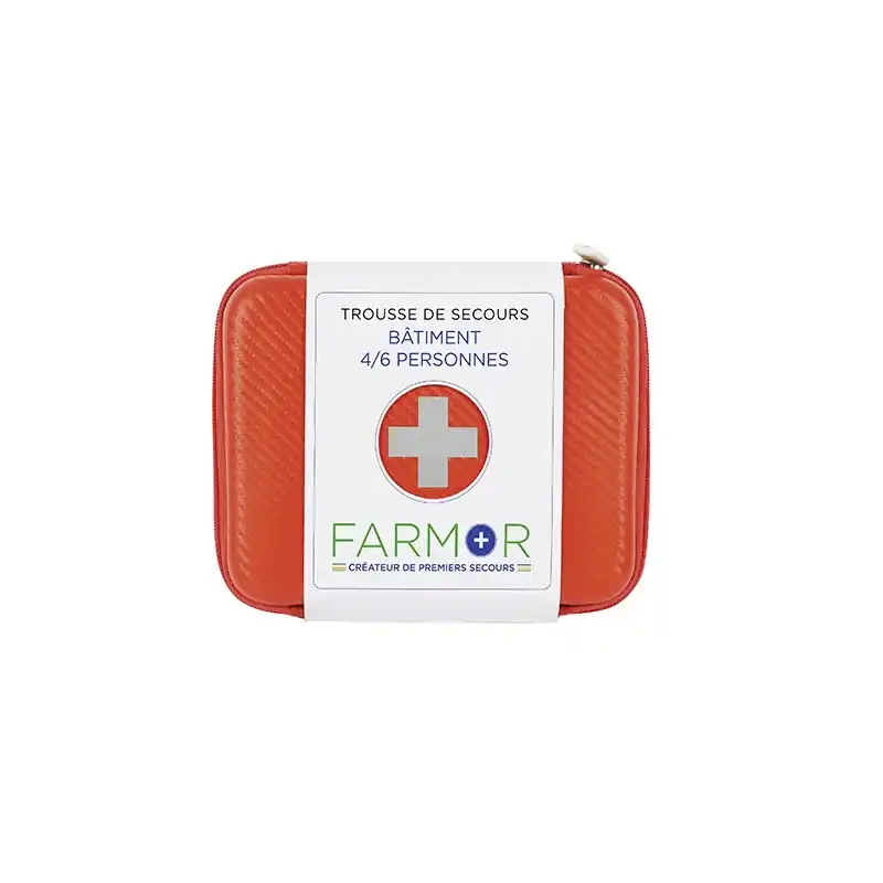 Trousse de secours bâtiment 4/6 personnes en PU orange FAR 3701 FLO