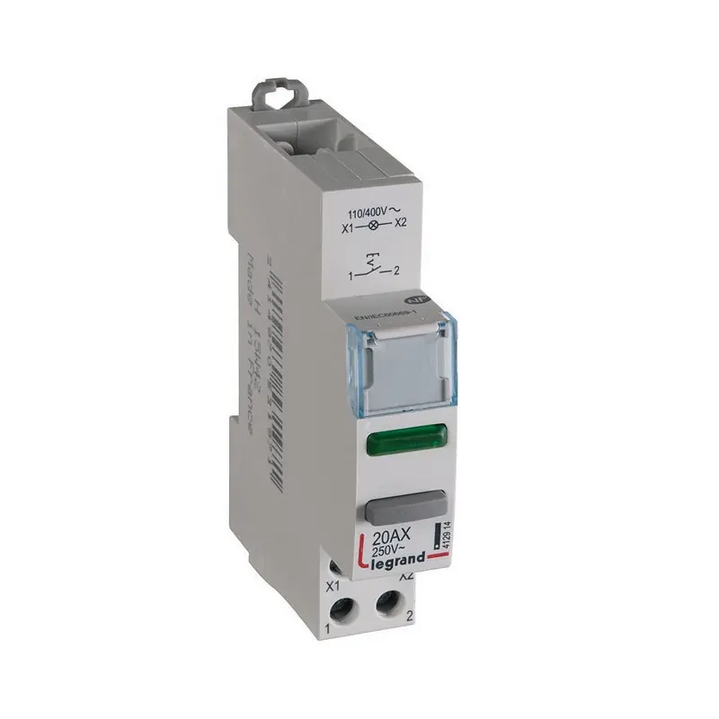 Poussoir double fonction voyant 1 NO LED vert 250V 20A