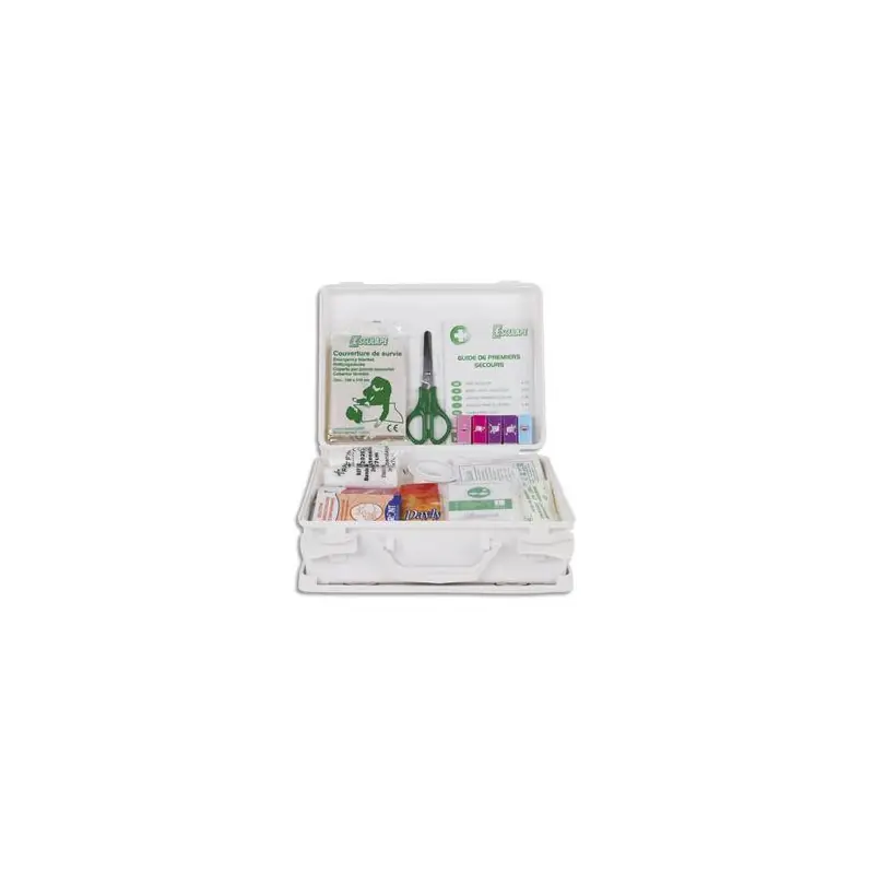 Coffret de secours scolaires en polypro blanc 8 à 12 personnes ASEP PP