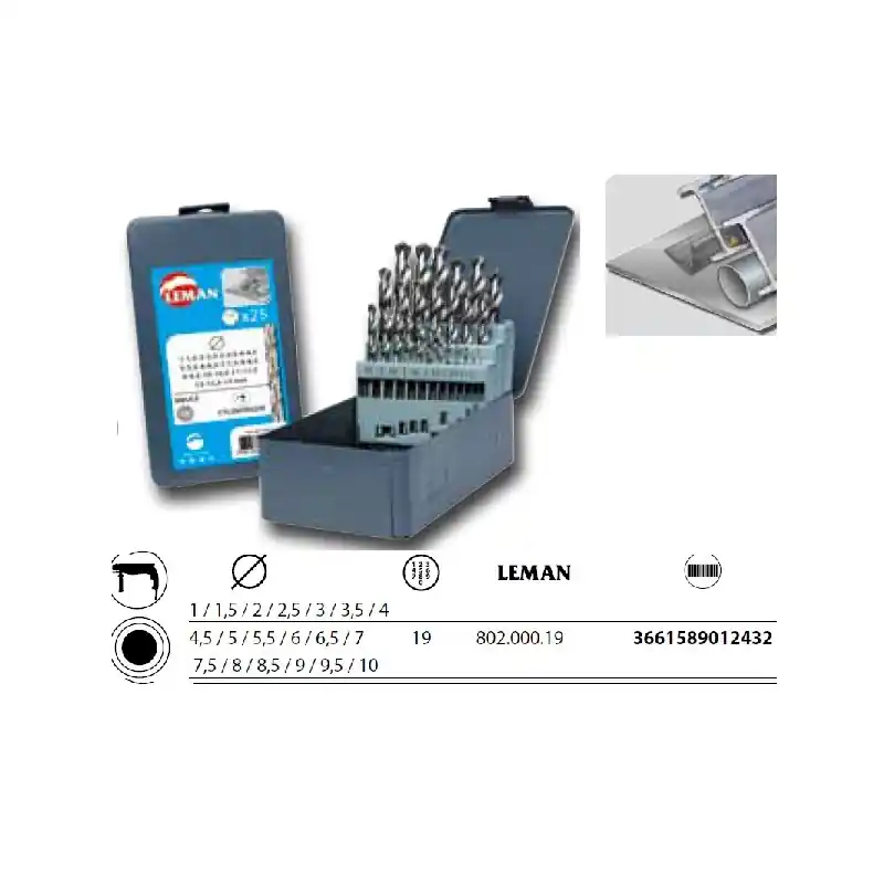 Coffret 19 Forets Metal Hss Diam1 à 10mm