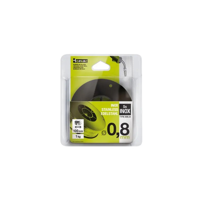 Fil plein inox MIG Diam 0,8 mm bobine S100 ER308LSi