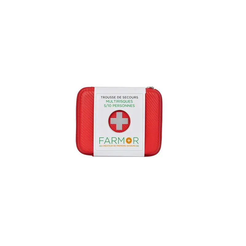 Trousse secours multirisque 5/10 personnes PU rouge avec croix LYR 251