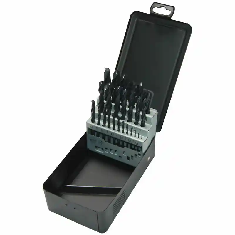 Coffret en métal de 25 forets HSS-R couleur noir
