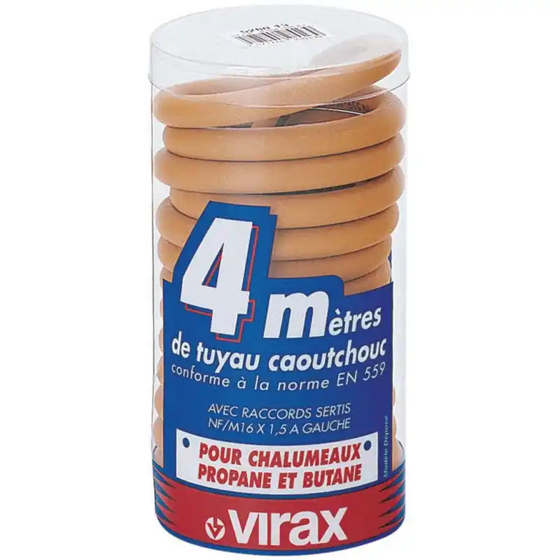 Tuyau caoutchouc propane/butane 4m en boîte PVC Virax