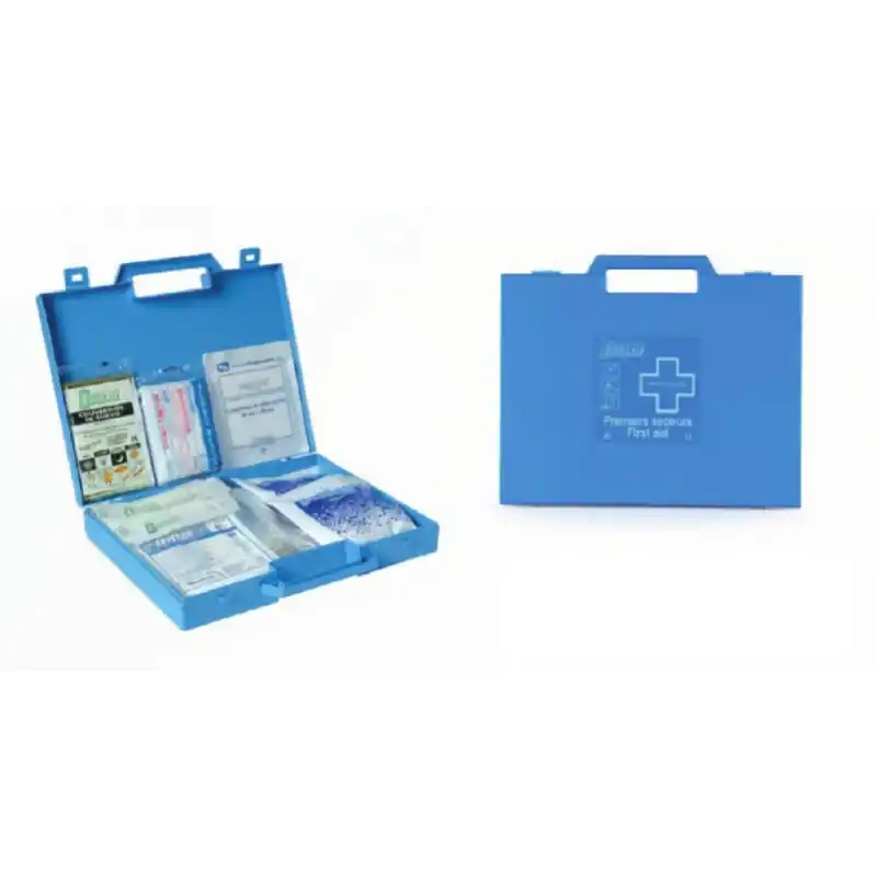 Mallette de secours en polypro bleu ASEP SEGMENTS COUPES MALLETTE