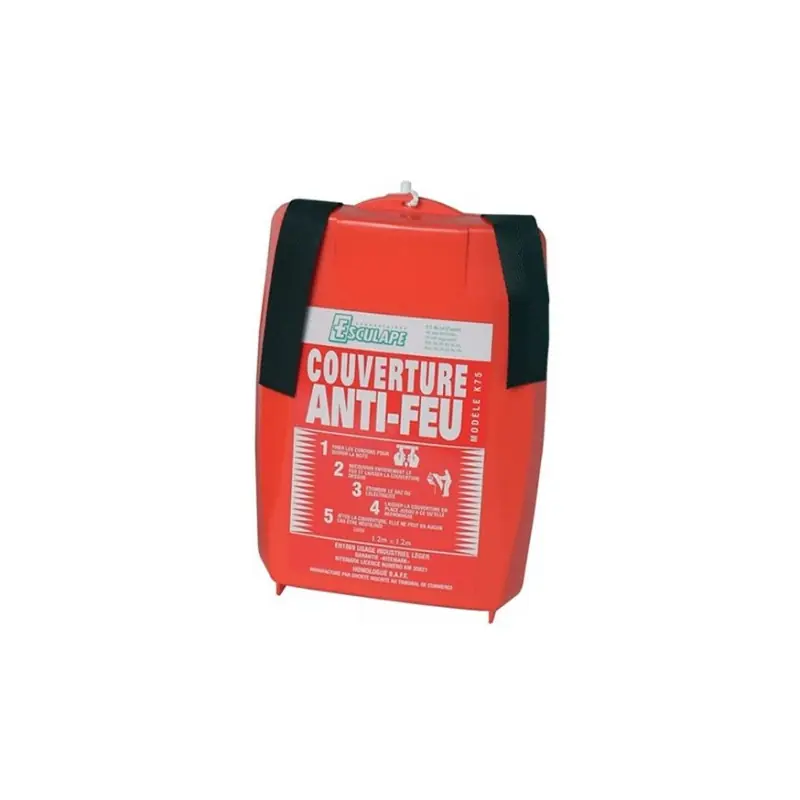 Couverture anti-feu 120 x 120 cm 800g avec coffret ABS ASEP CAF 120