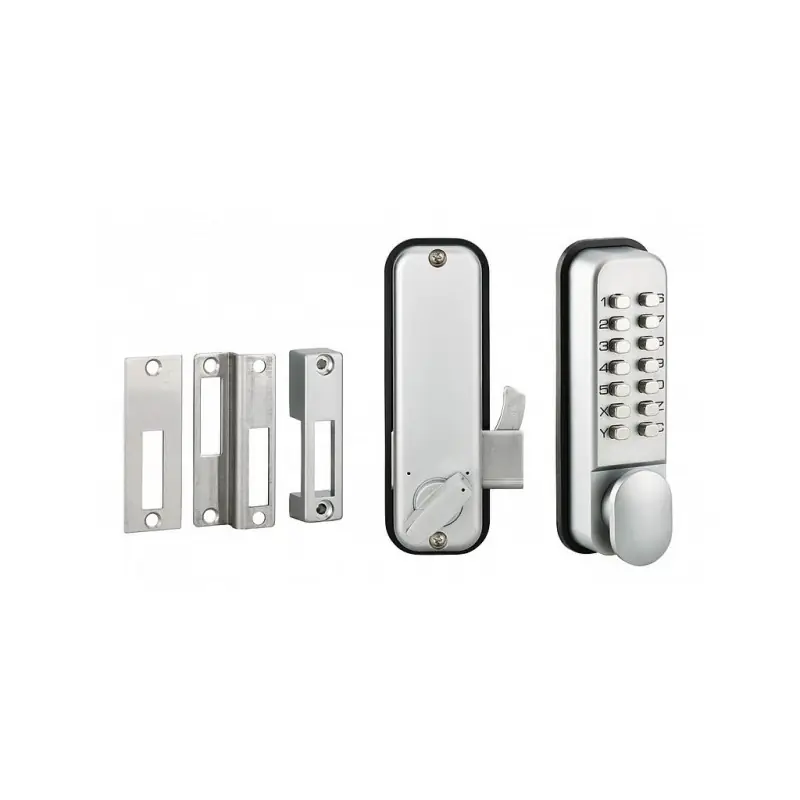 Verrou à combinaison avec pêne à crochet porte coulissante finition ch