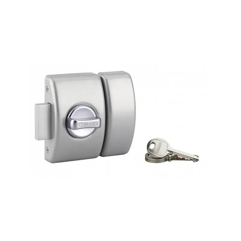 Verrou de porte 71506 design 5 goupilles 40mm argent 3 clés Thirard
