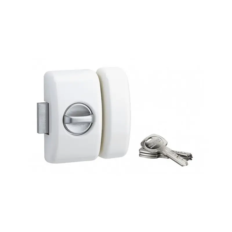 Verrou porte d‘entrée UNIVERSEL 6 goupilles 45mm blanc 4 clés réversib