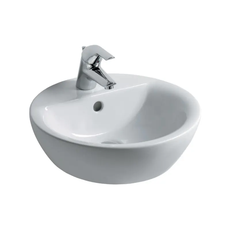 Vasque à poser percé 1 trou Diam 43 cm en grès fin blanc CONNECT