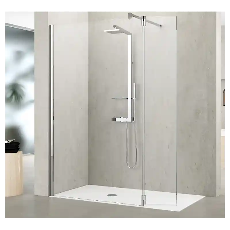 Volet pivotant 37 x 200 cm vitrage transparent profilé chrome KUADRA H