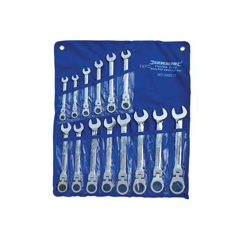 Trousse de 14 clés mixtes à cliquet à tête inclinable 8 24 mm