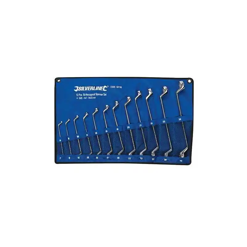 Trousse de 12 clés à oeil double 627185 bi-coudées 6-32mm Silverline