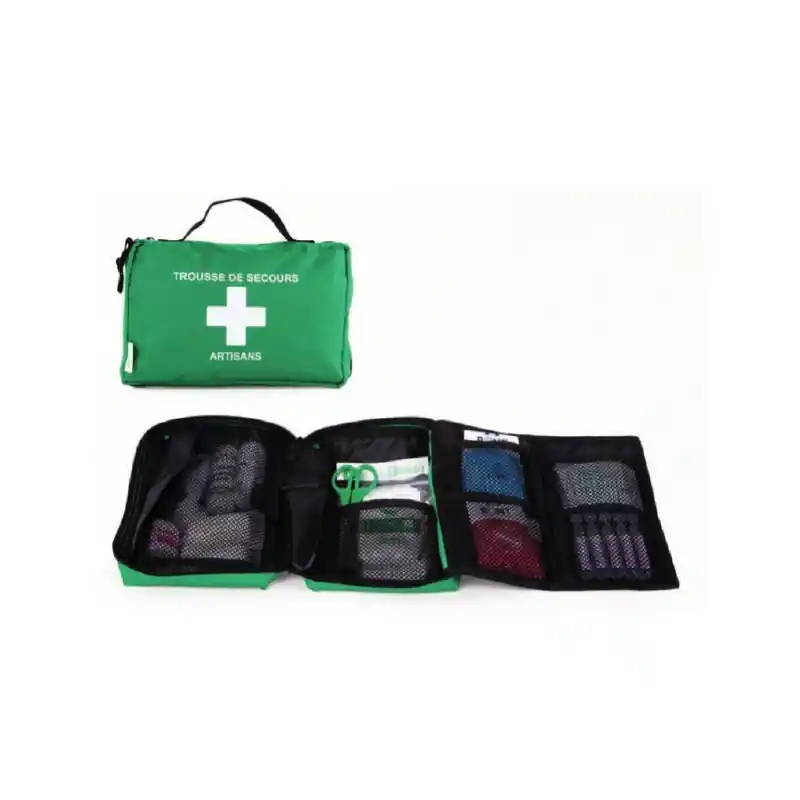 Trousse de secours artisans en nylon vert ASEP ARTISANS SOUPLE