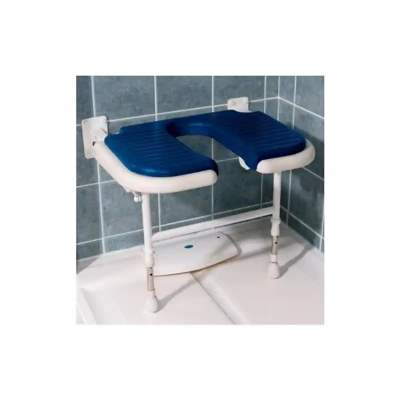 Siège douche rembourré U large rabattable bleu Série 4000 (accessibili