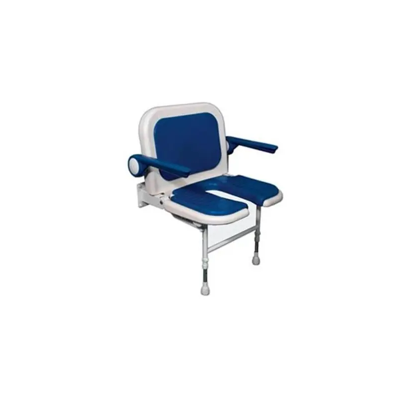 Siège douche rembourré dossier accoudoirs bleu Série 4000 PMR