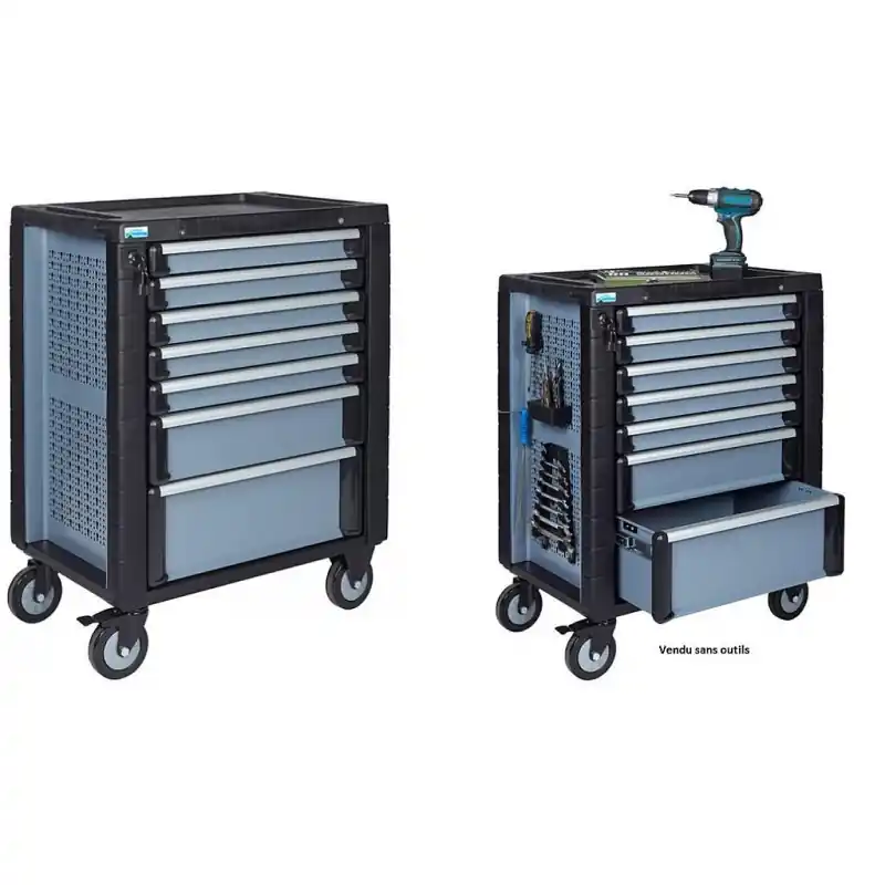 Servante d’atelier mobile 5 tiroirs avec système de rangement Gris noi