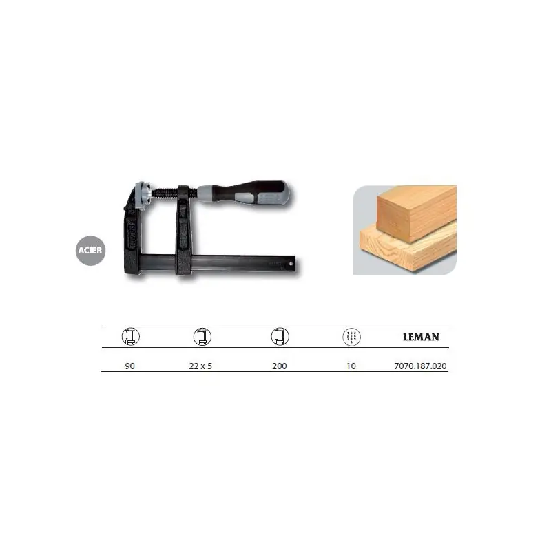 Serre-Joint à Manche Saillie 80 Tige Acier 22x6 Serrage 200