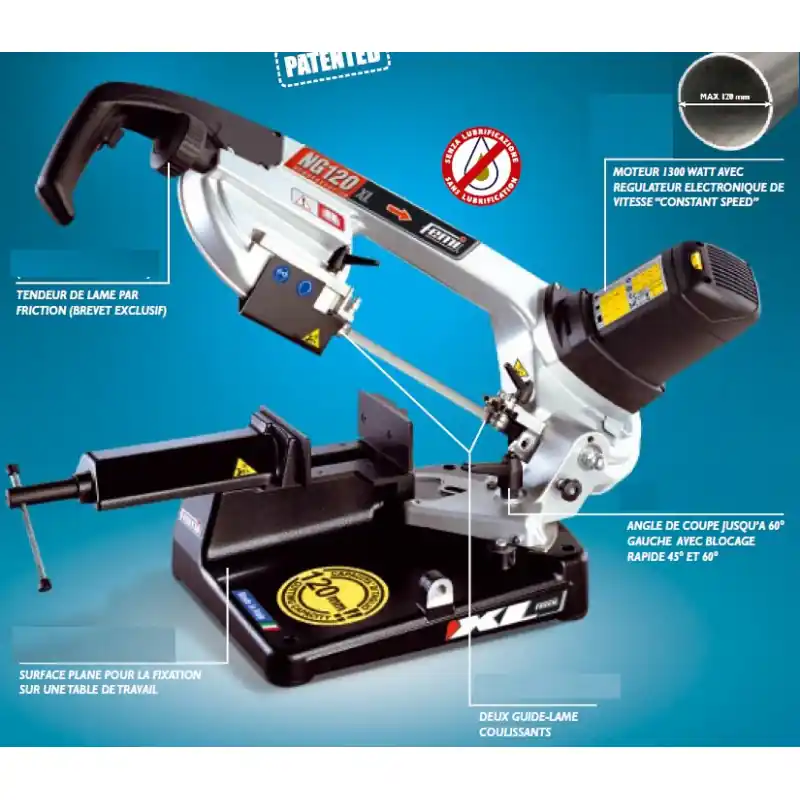 Scie à ruban acier 1300W L 1440mm Diam120mm NG120XL