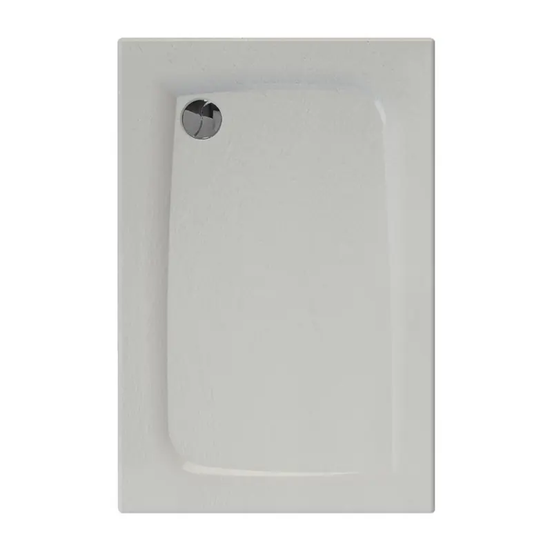 Receveur douche blanc mat effet pierre 120 x 80 cm vidage angle gauche