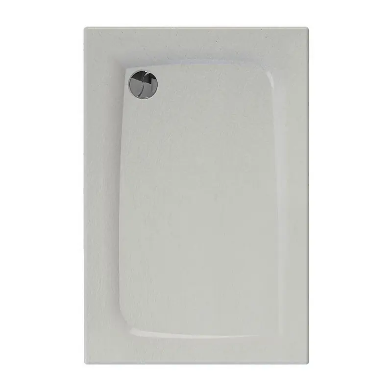 Receveur douche blanc mat effet pierre 120 x 90 cm vidage angle gauche
