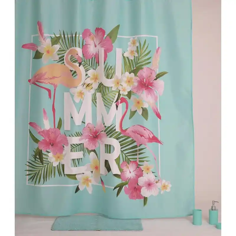 Rideau de douche en Textile 180 x 200 cm couleur Decor AKINA