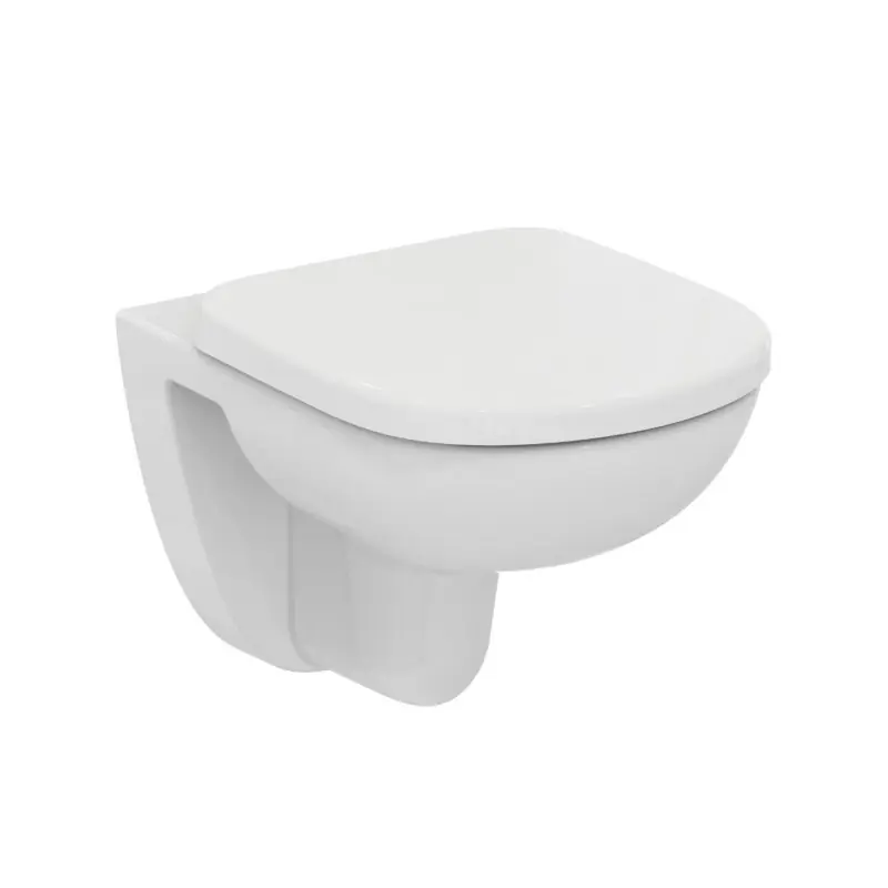 Cuvette WC suspendue avec abattant standard en porcelaine 48x37cm Kheo