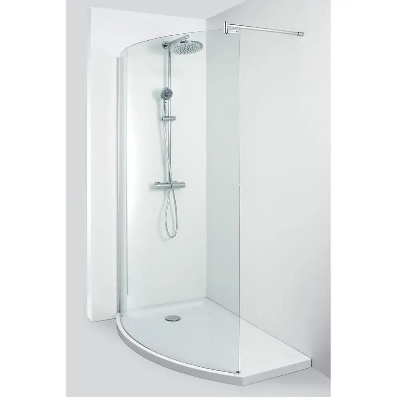 DoucheWalk in gauche 140x90x210 cm transparent neutre chromé receveurW