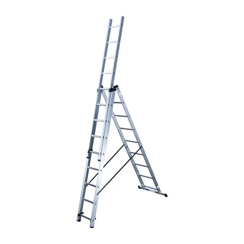 Echelle transformable 3 plans en aluminium 3 x 9 échelons HobbyStep