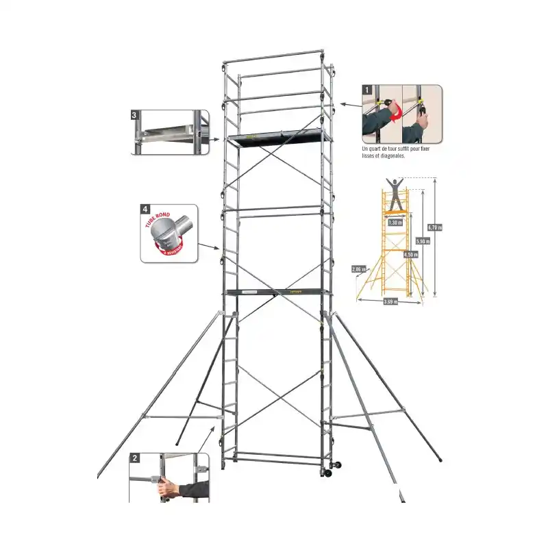 Echafaudage pour hauteur de travail 6m70 STEN XL 6.70M