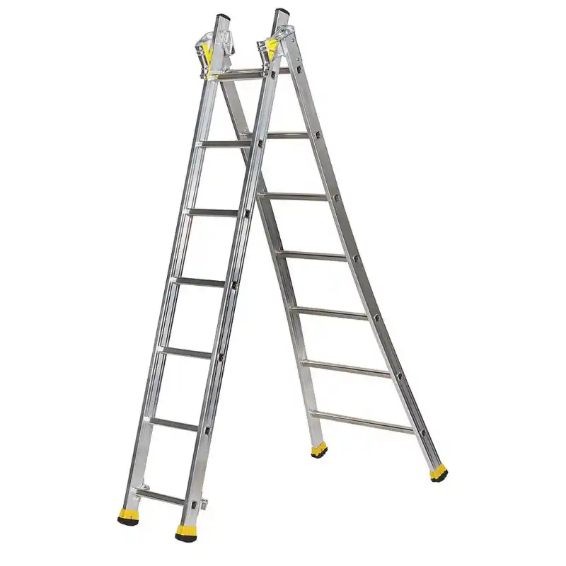 Echelle transformable base évasée 2 plans 2x6 barreaux Hmaxi 1m85 T2
