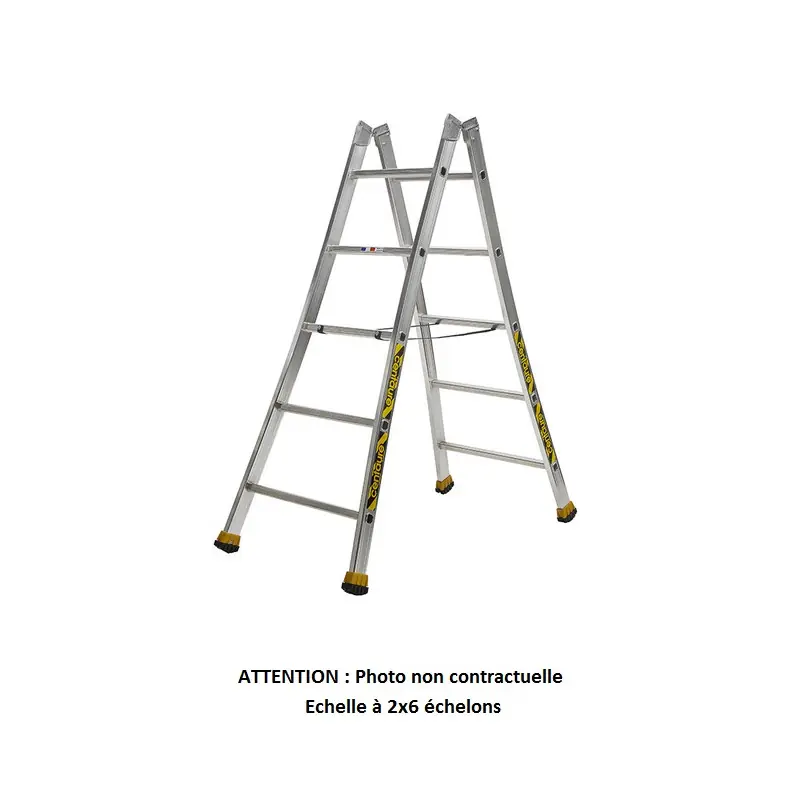 Echelle Aluminium double évasée 2x6 Haut. accès 2,65 m H
