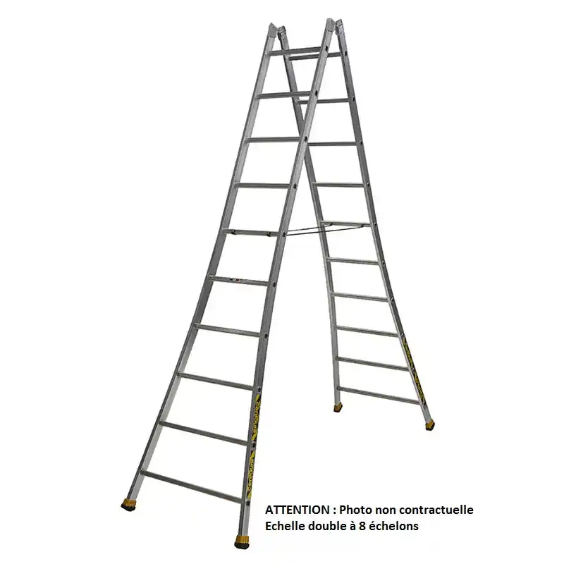 Echelle Aluminium double évasée 2x8 Haut. accès 3,20 m H