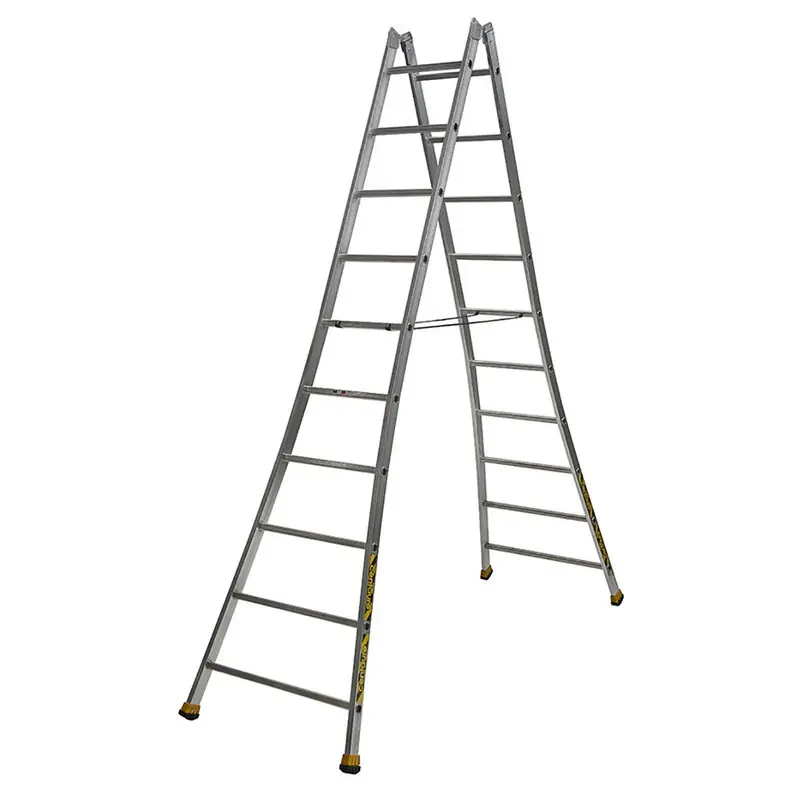 Echelle Aluminium double évasée 2x10 Haut. accès 3,75 m H