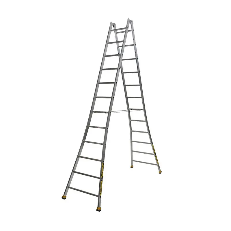 Echelle Aluminium double évasée 2x14 Haut. accès 4,95 m H