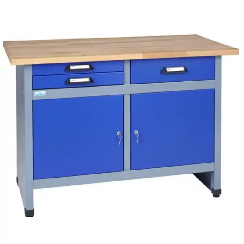 Etabli 2 portes et 3 tiroirs Long 120 cm Bleu marine 12257