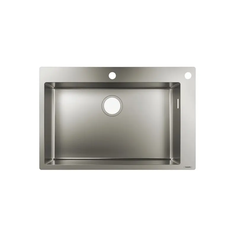 Evier encastré acier inoxydable 1 cuve 660 mm S712-F660 avec 2 trous r