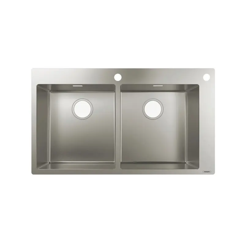 Evier encastré acier inoxydable 2 cuves 370x370mm S712-F765 2 trous ro