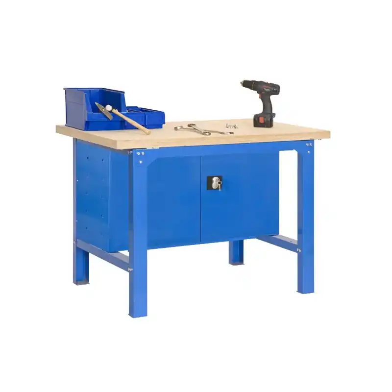 Etabli avec porte verrouillable 865x1200x750mm Bleu PLYWOOD LOCKER 120